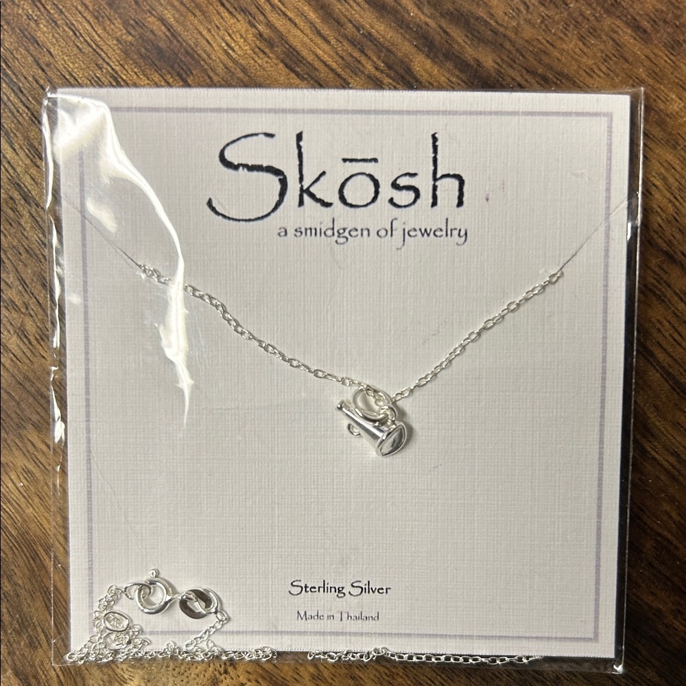 Sterling Silver Necklace with cheer megaphone.